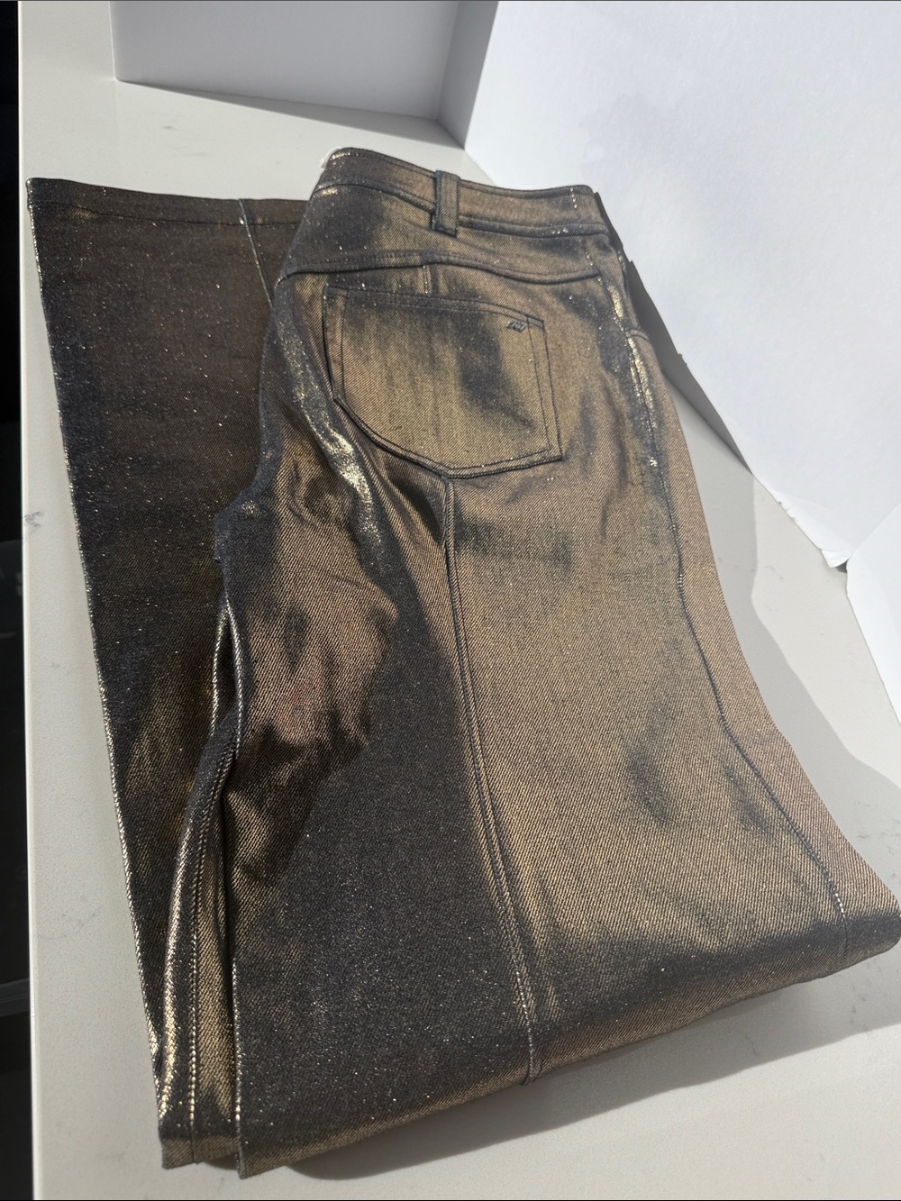 cinq a sept Gold/Bronze Metallic Wide-Leg Jeans